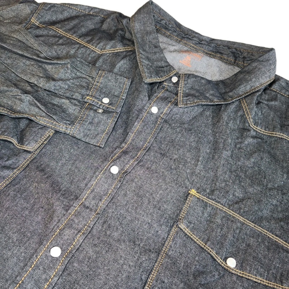 BOULDER CREEK Denim Pearl Snap Shirt Mens 6X Big Tall Dark Blue Western